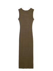 Women Bodycon O Neck Sleeveless Long Dress