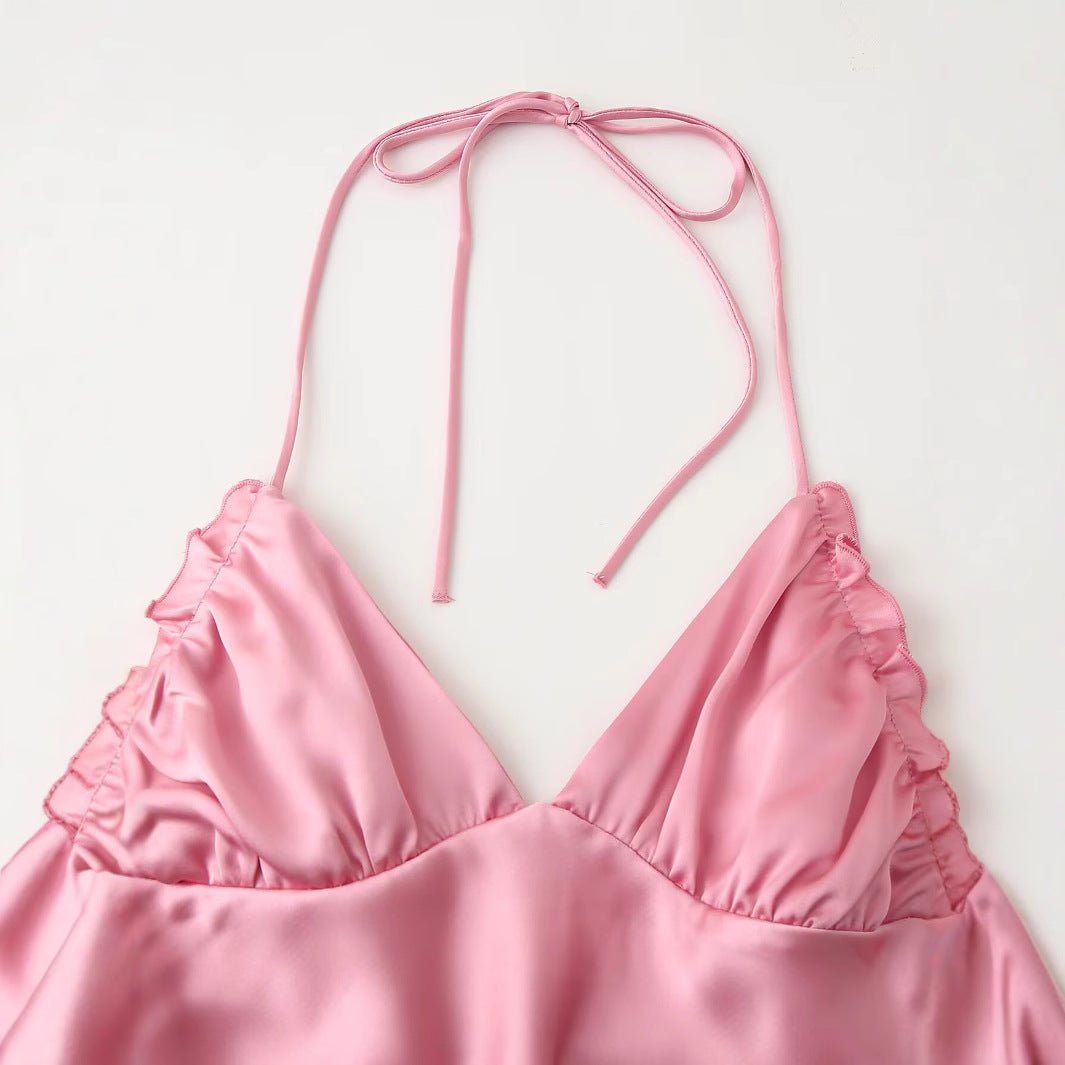 Women Casual Satin Textured Camisole Dress