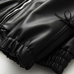 Women Bow Leather Street Niche Jacket