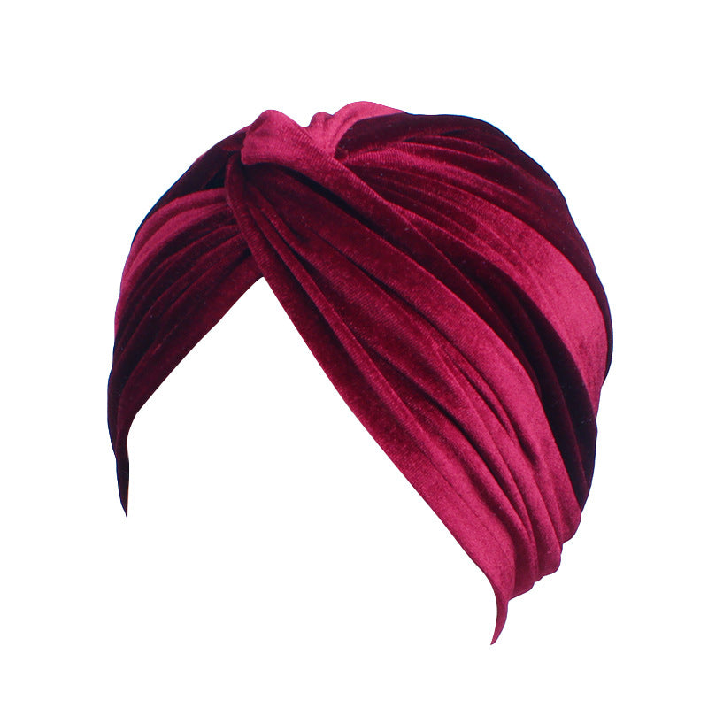 Accessories Women Cross Velvet Turban Hat Beanies