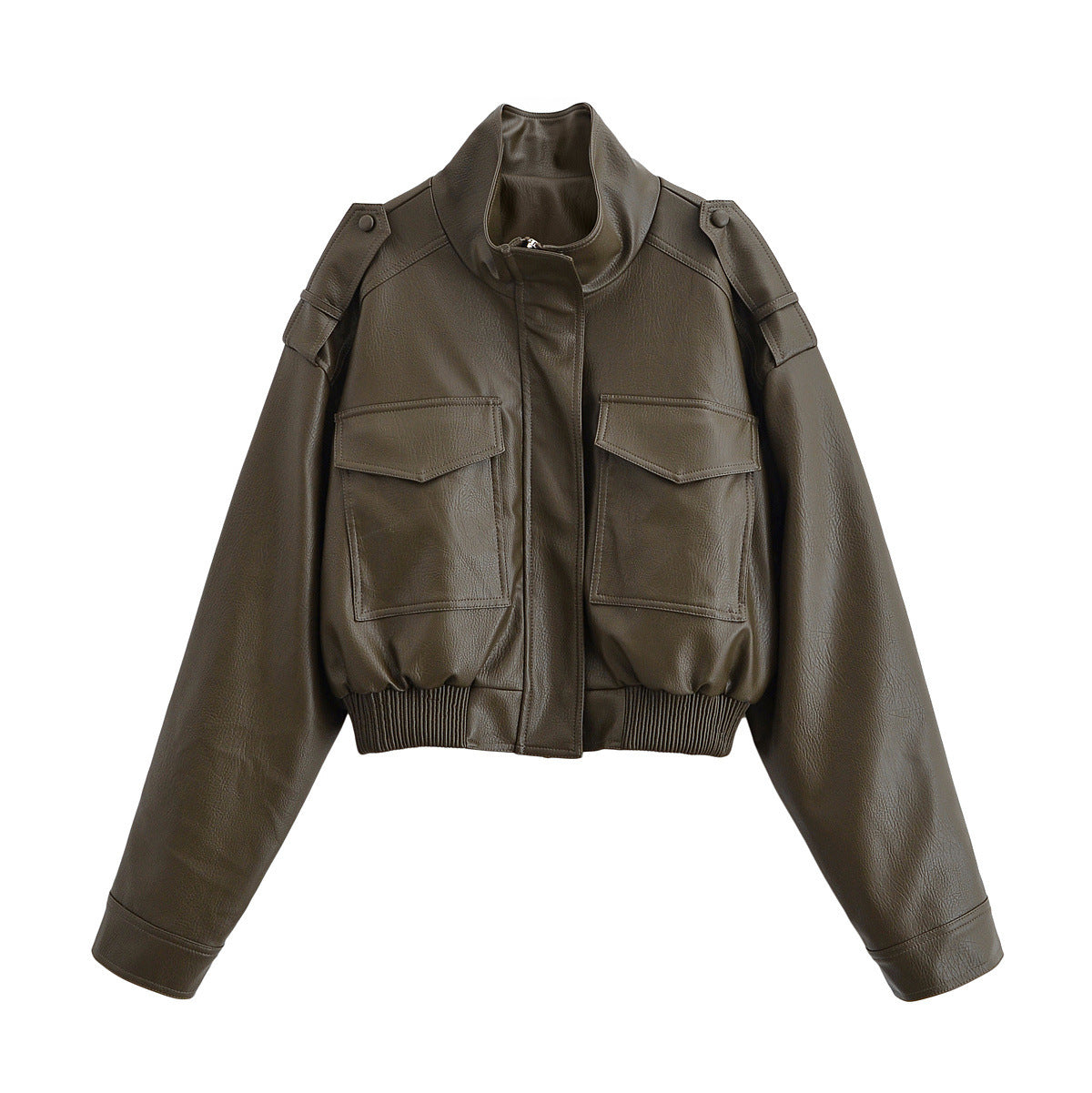 Women Casual Retro PU Pilot Jacket