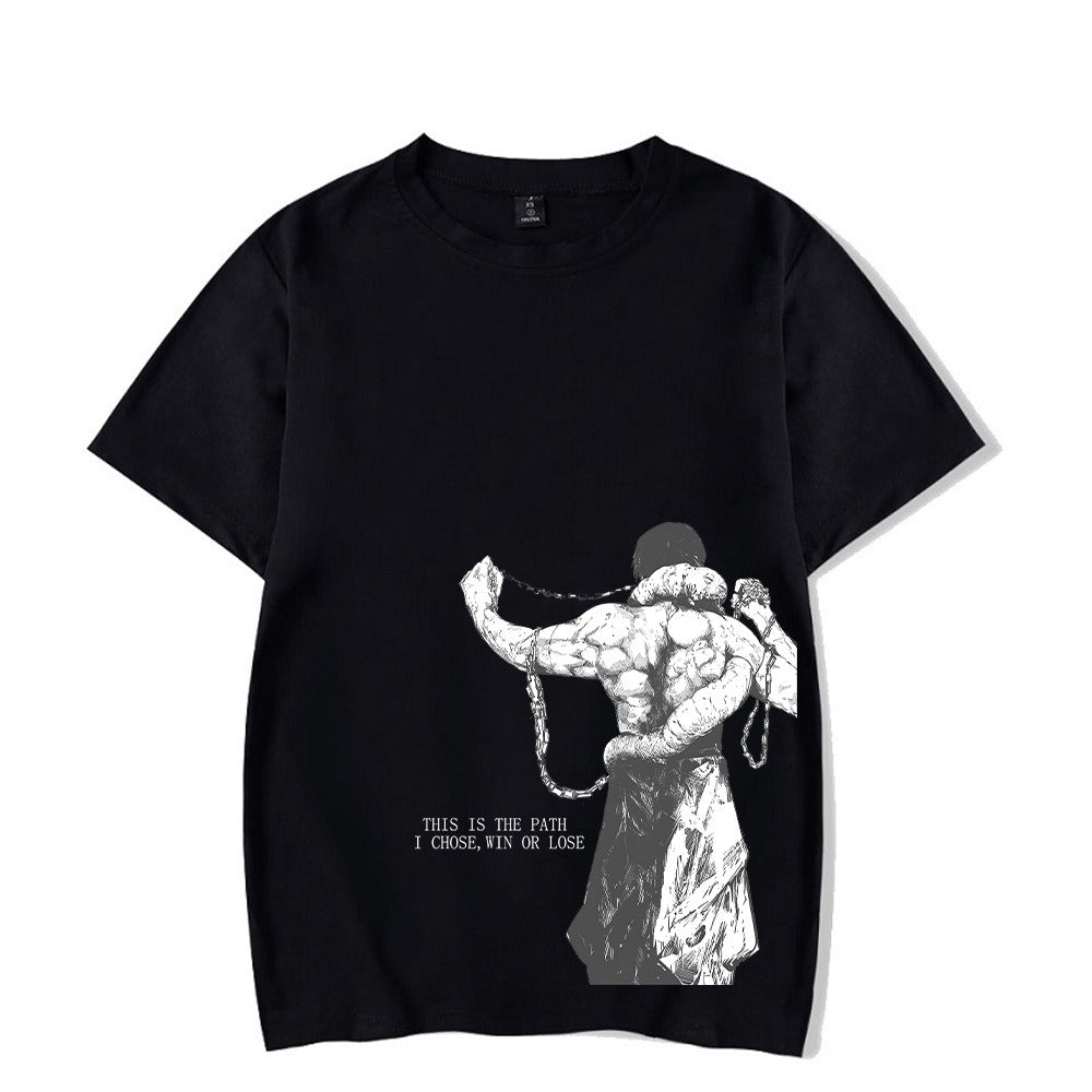 Men Harajuku Anime Printed Streetwear Washed T-shirt