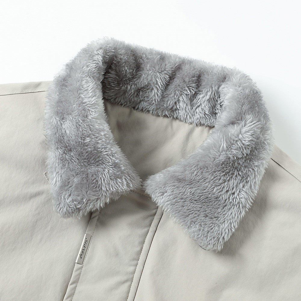 Men Cotton Fur Collar Woolen Jacket