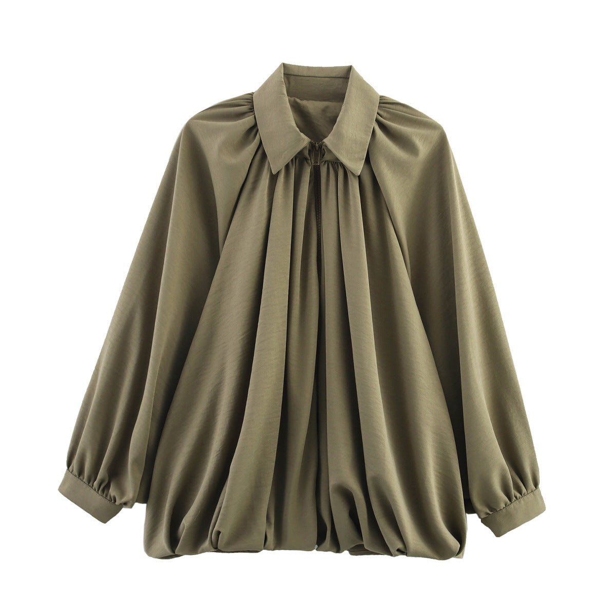 Women's Collar long sleeved puffy jacket