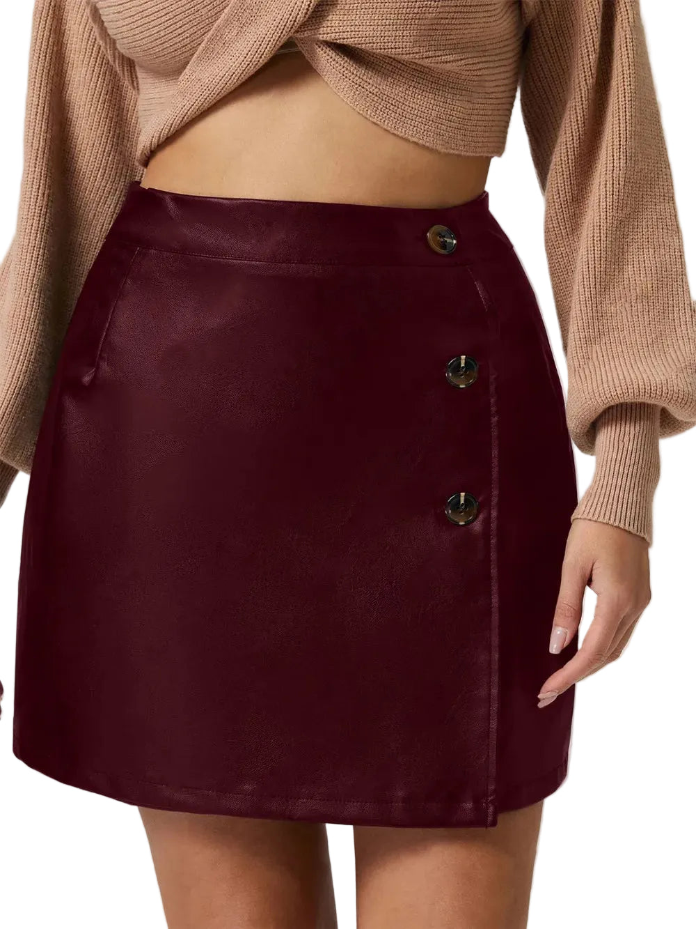 Women Buttoned High Rise Mini Skirt