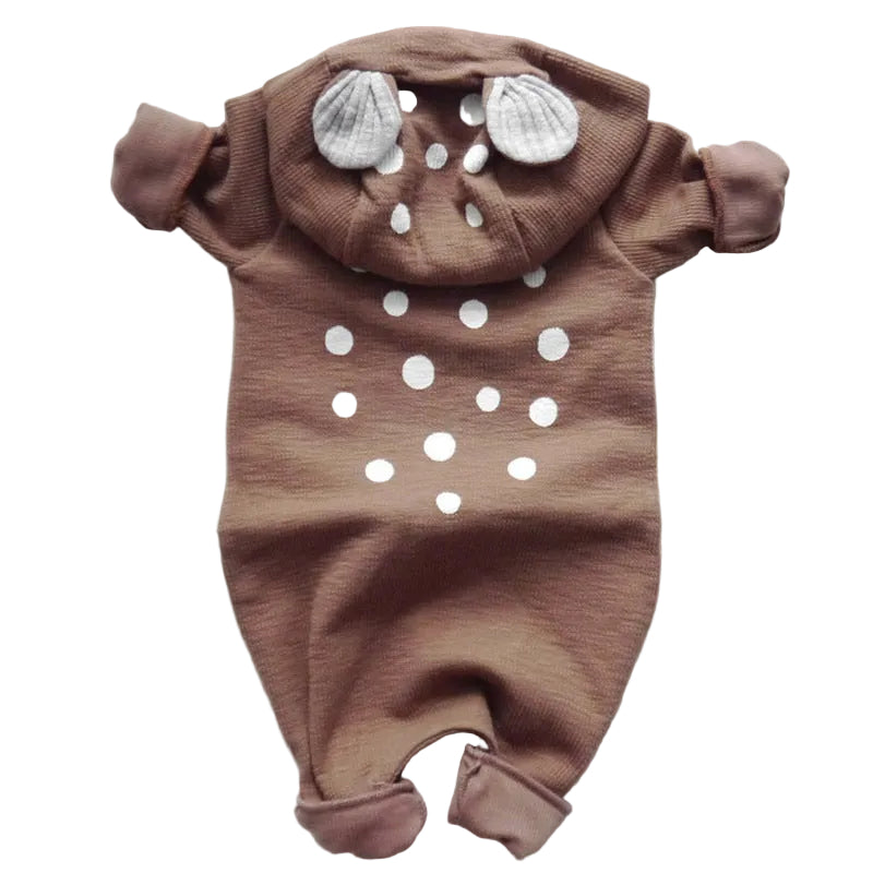 Newborn Cotton Cute Baby Deer Hooded Jumpsuit