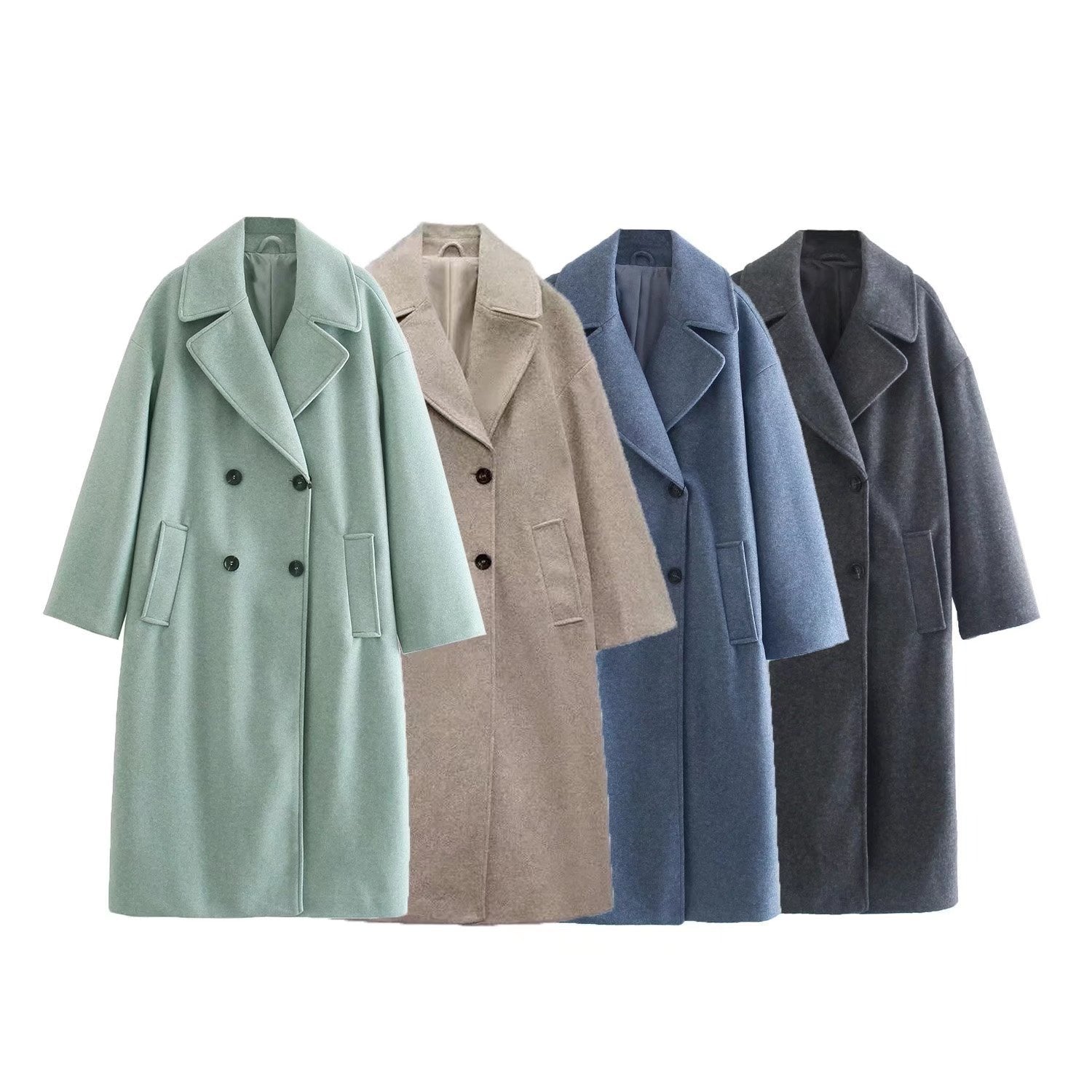 Women Casual Loose Long Woolen Coat
