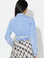 Women Asymmetric Long Denim Top