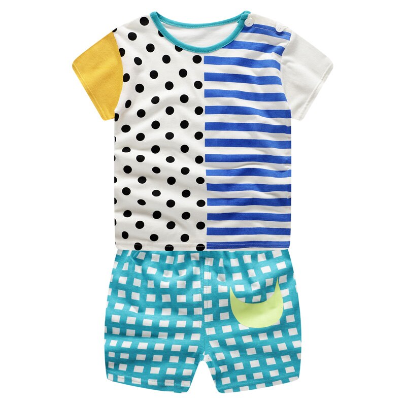 Kids Baby Unisex  Cotton Cartoon Short Sleeve Tees + Shorts Sets