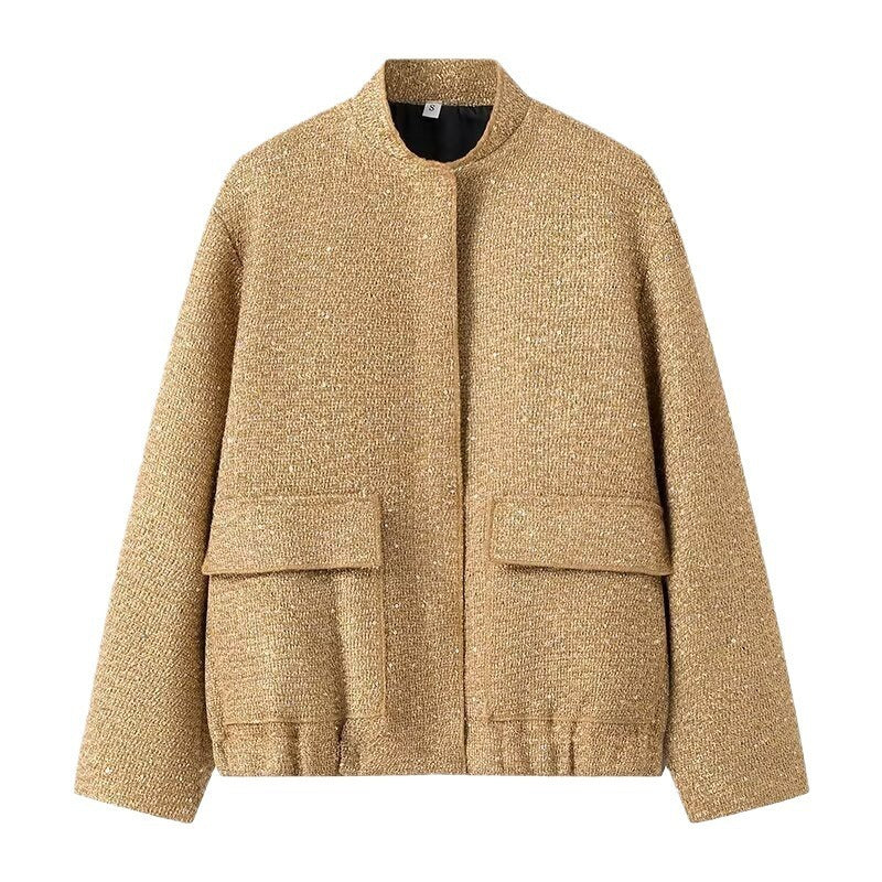 Women Bead Embellished Collar Jacket