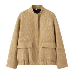 Women Bead Embellished Collar Jacket