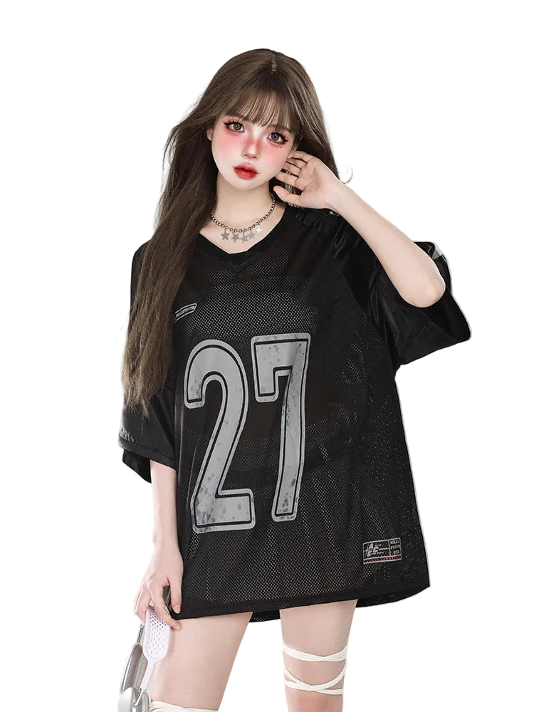 Kids Girls Casual Printed Mesh Baseball T-shirt