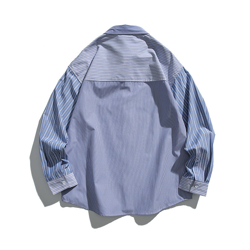 Men Casual Plaid Patchwork Collar Shirt