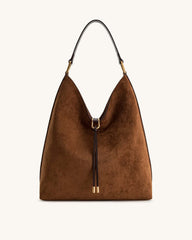 Suede Tote Bag for Women, Large Capacity Commute Crossbody Bucket Bag