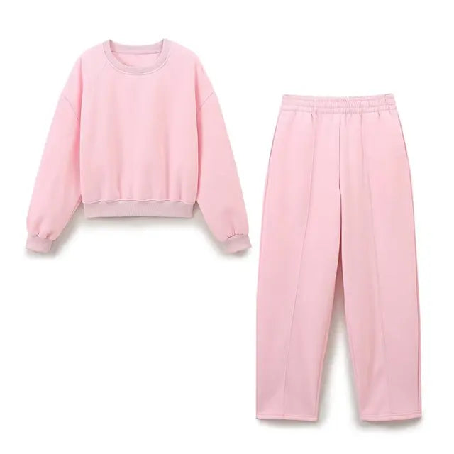 Women Casual Cotton Long Sleeve Sweat Pants Suits