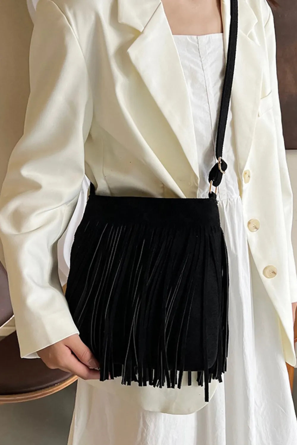 Accessories Women Suede Fringe Shoulder Bag