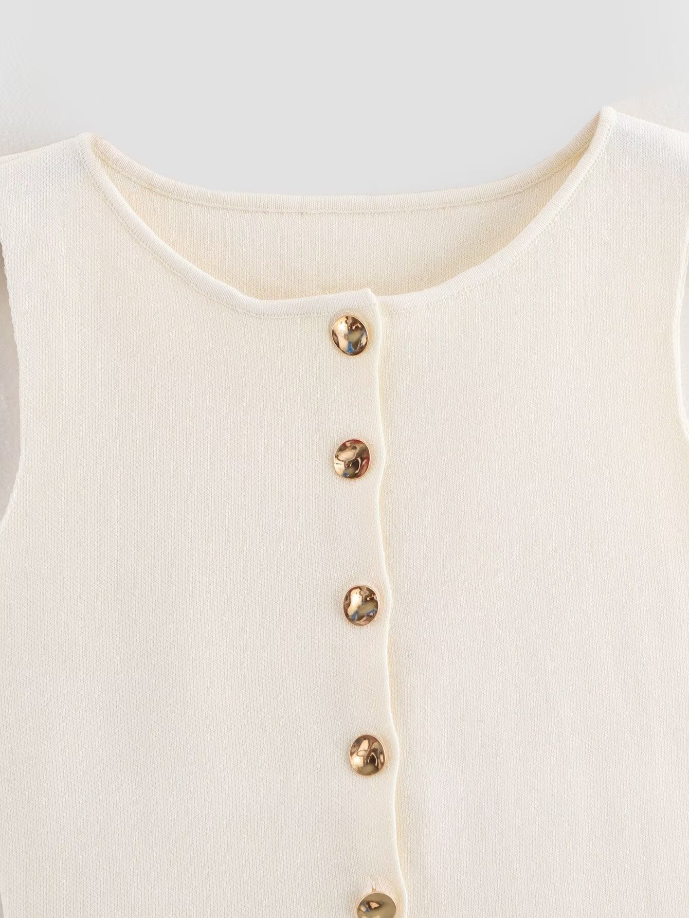 Women Casual Gold Breasted Slim Knit Vest