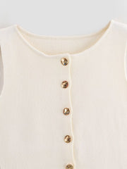 Women Casual Gold Breasted Slim Knit Vest