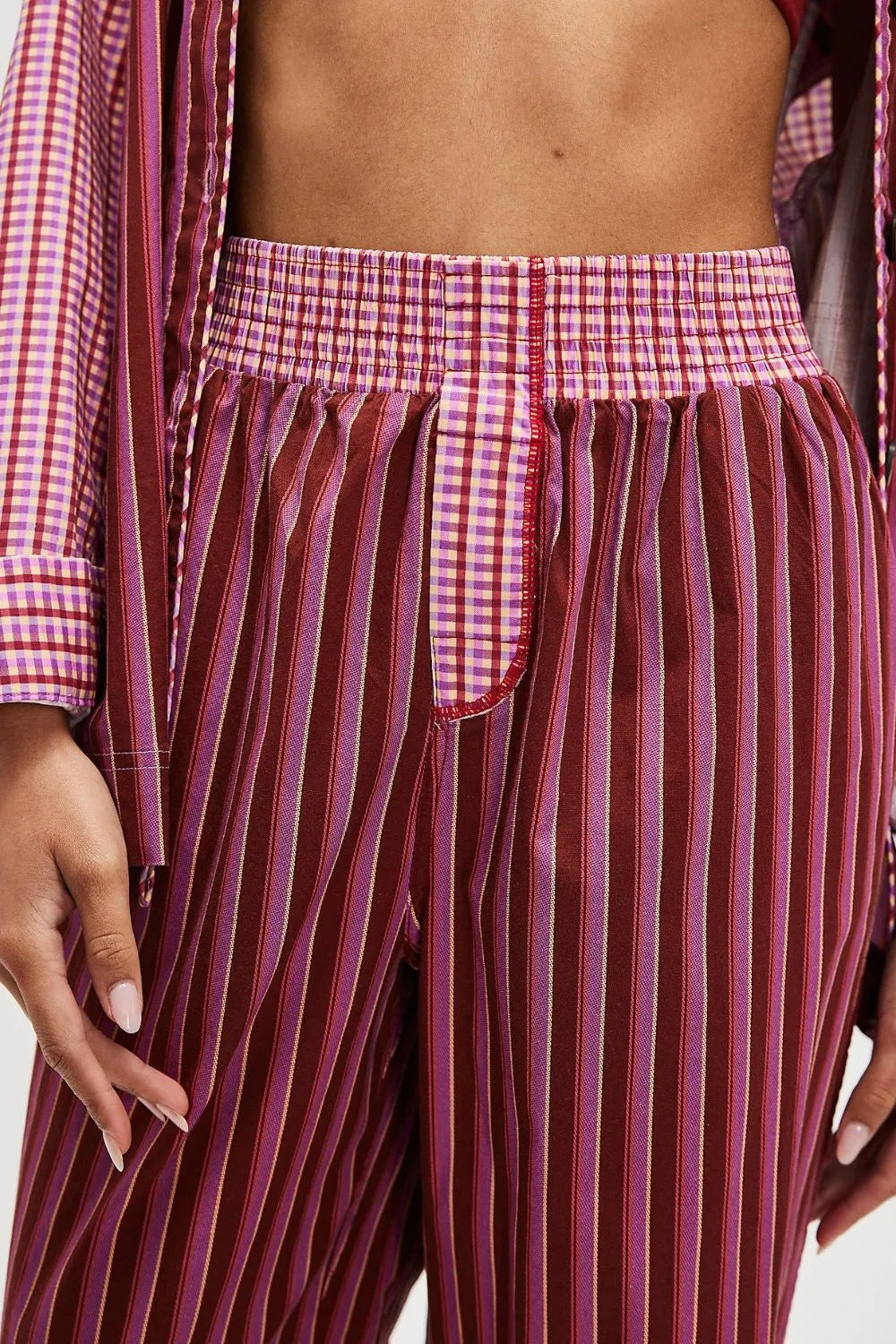 Men Striped Wide Leg Sleepwear Pants