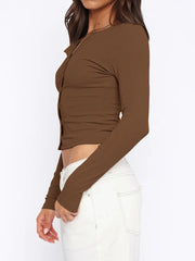 Women Casual Button Down Long Sleeve Top