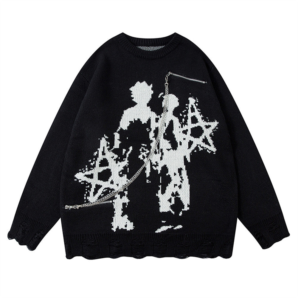 Women Abstract Design Woolen Sweater