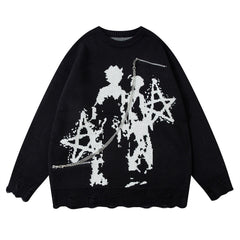 Women Abstract Design Woolen Sweater