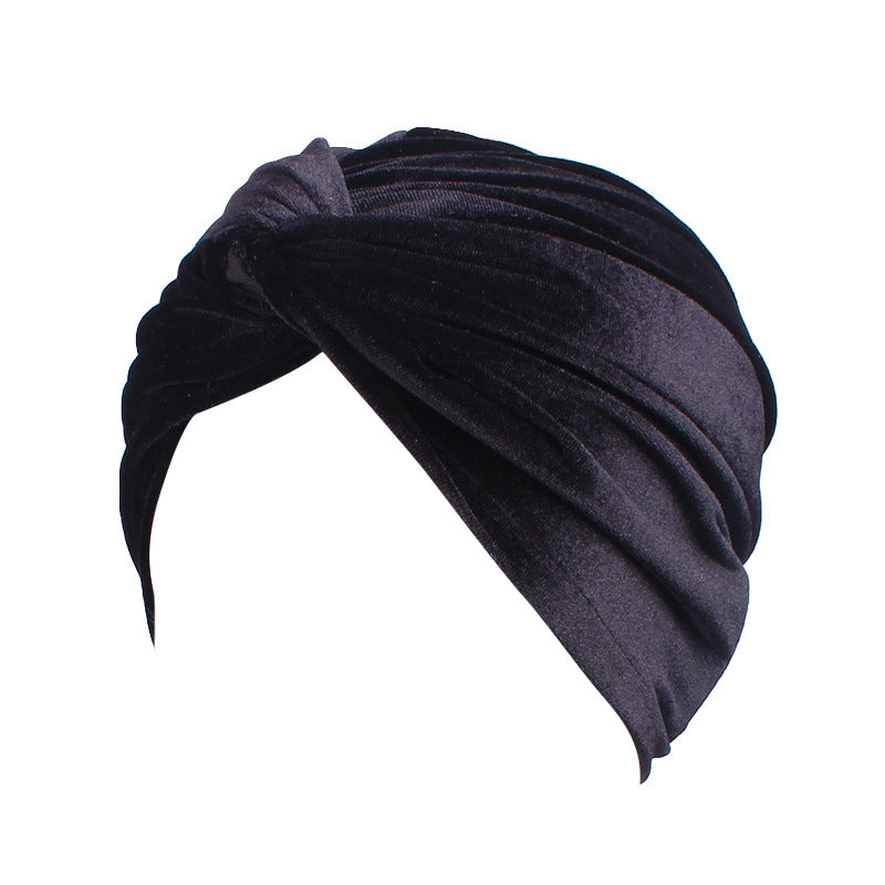 Accessories Women Cross Velvet Turban Hat Beanies