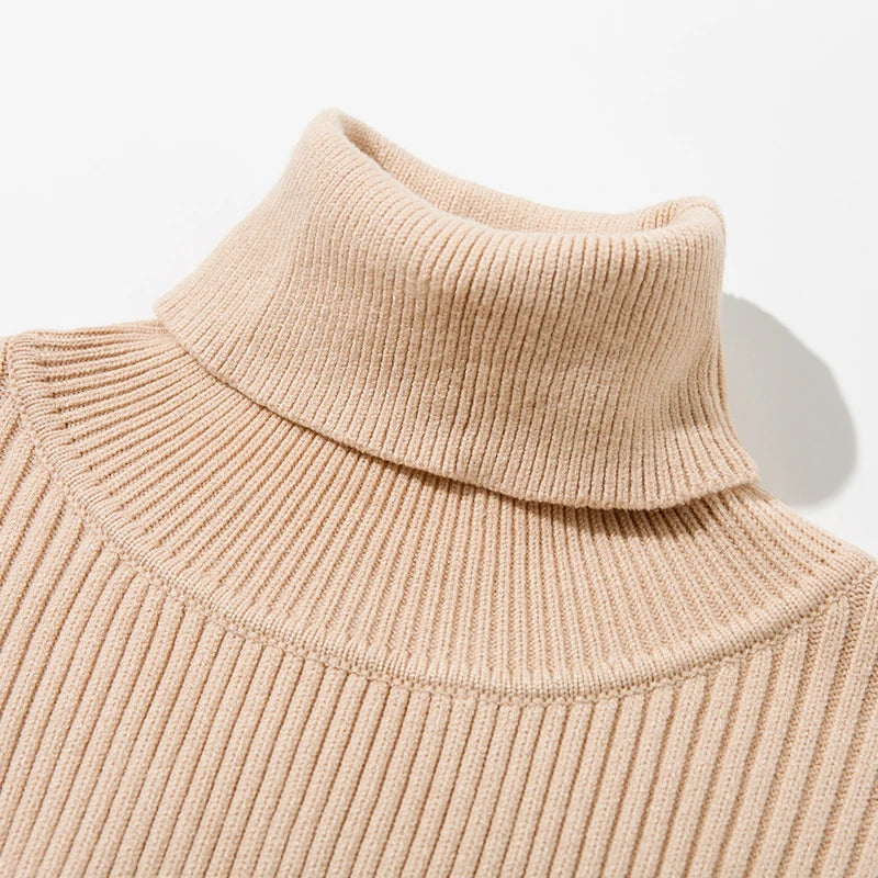 Women Knitted Turtleneck Sweater + Skirt 2 Pieces Set
