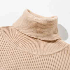 Women Knitted Turtleneck Sweater + Skirt 2 Pieces Set