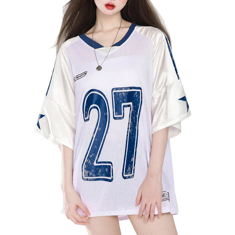 Kids Girls Casual Printed Mesh Baseball T-shirt