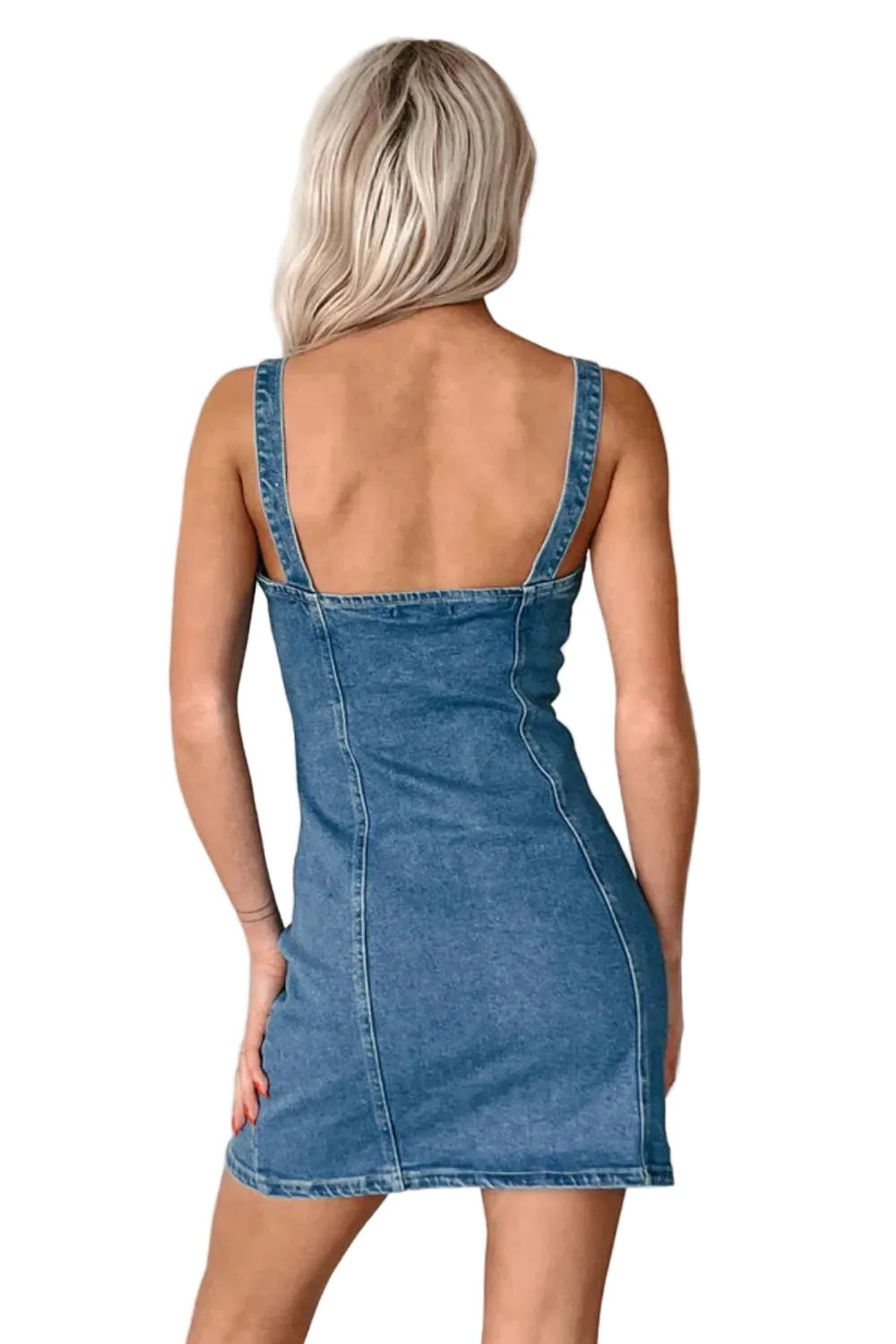Women Button Down Mini Cami Denim Dress