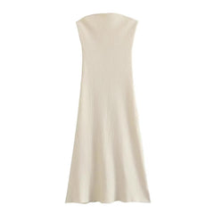 Women Elegant Knitted Backless Sleeveless Dress