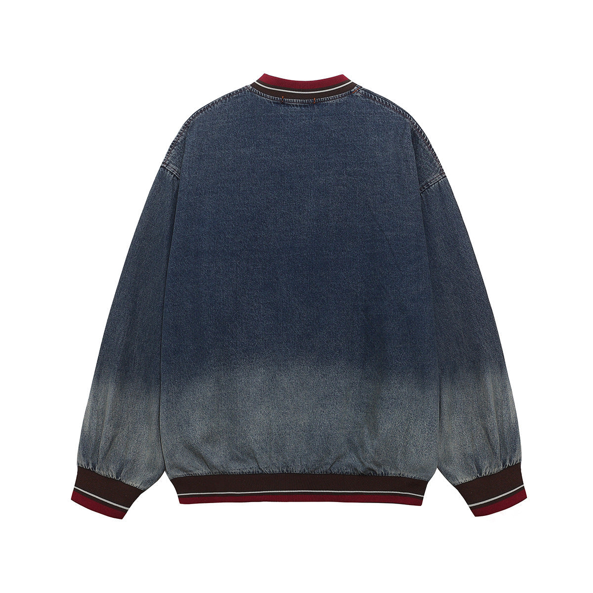 Men Washed Denim V-neck Sweatshirts