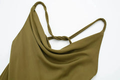 Woman Casual Slim Satin Sleeveless Slip Midi Dresses