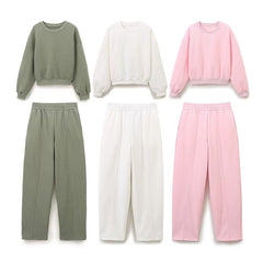 Women Casual Cotton Long Sleeve Sweat Pants Suits
