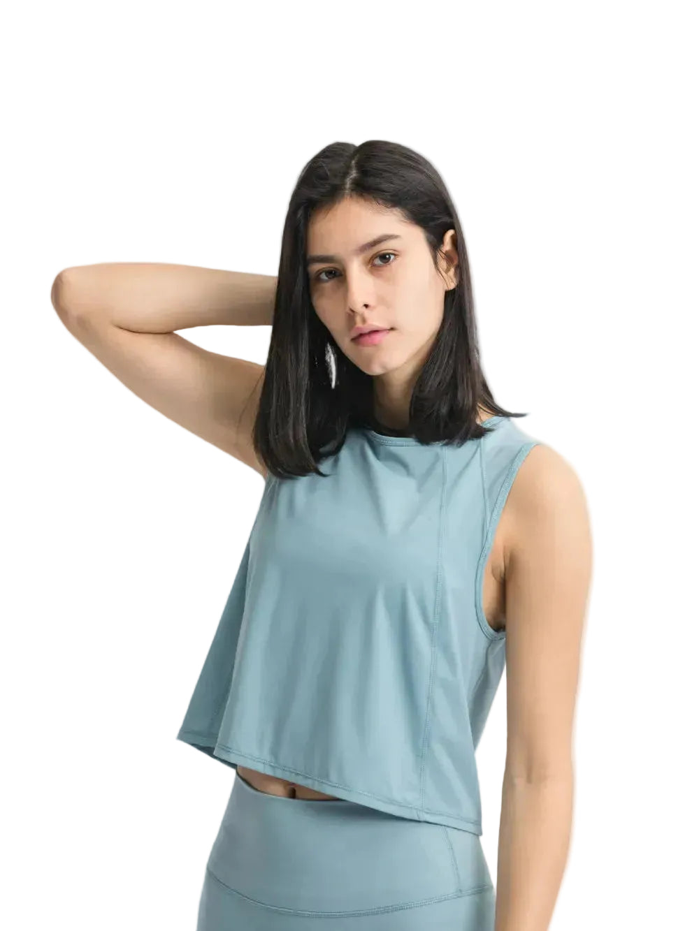 Women Round Neck Cropped Active Tank Top