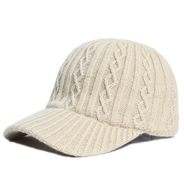 Women Fluffy Knitted Warm Winter Baseball Cap