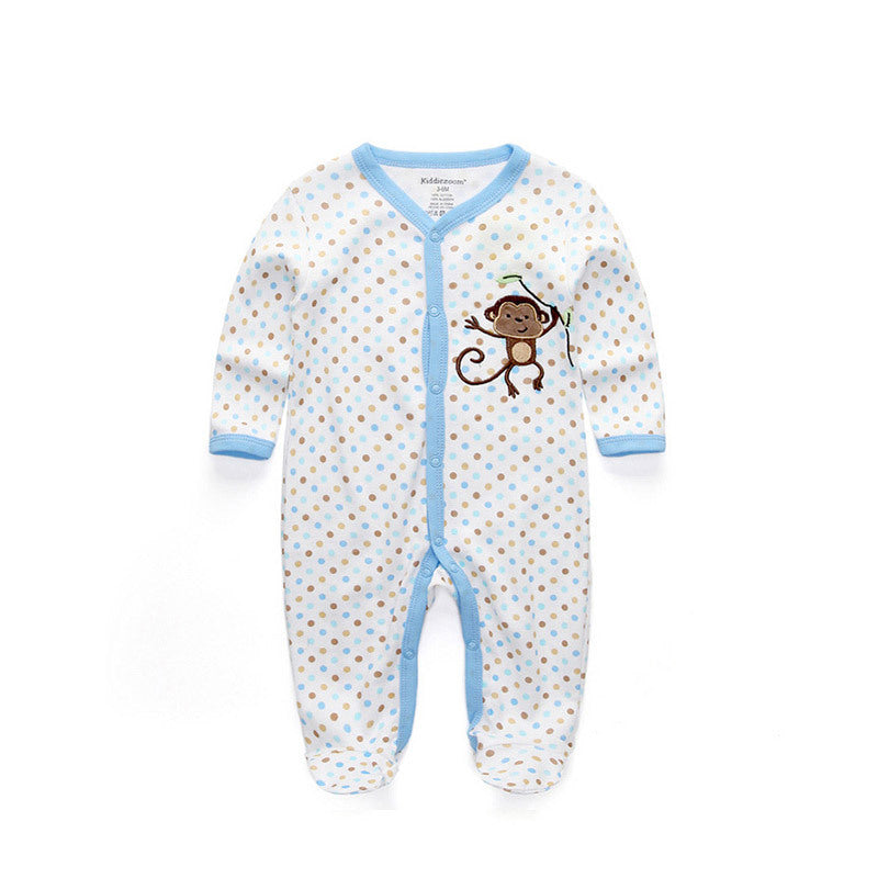 New Born Pure Cotton Double Button Footed Romper
