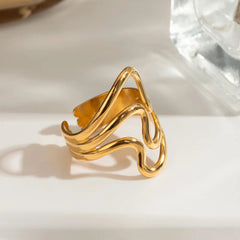 Accessories Women Stainless Steel Corrugated Open Ring