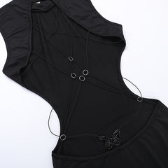 Women Bareback Sexy Butterfly Strap Dress