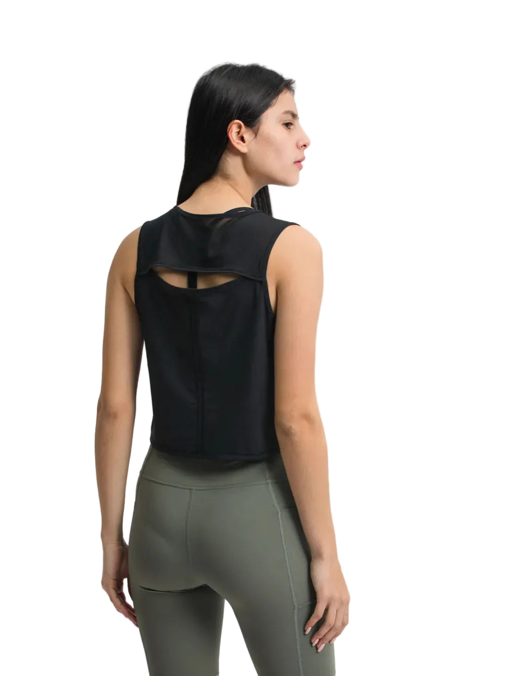 Women Round Neck Cropped Active Tank Top