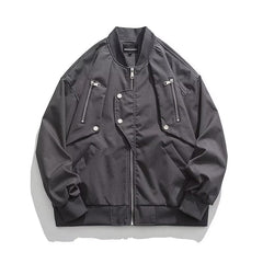 Men High Street Multi Zipper Niche Loose Bomber Jacket