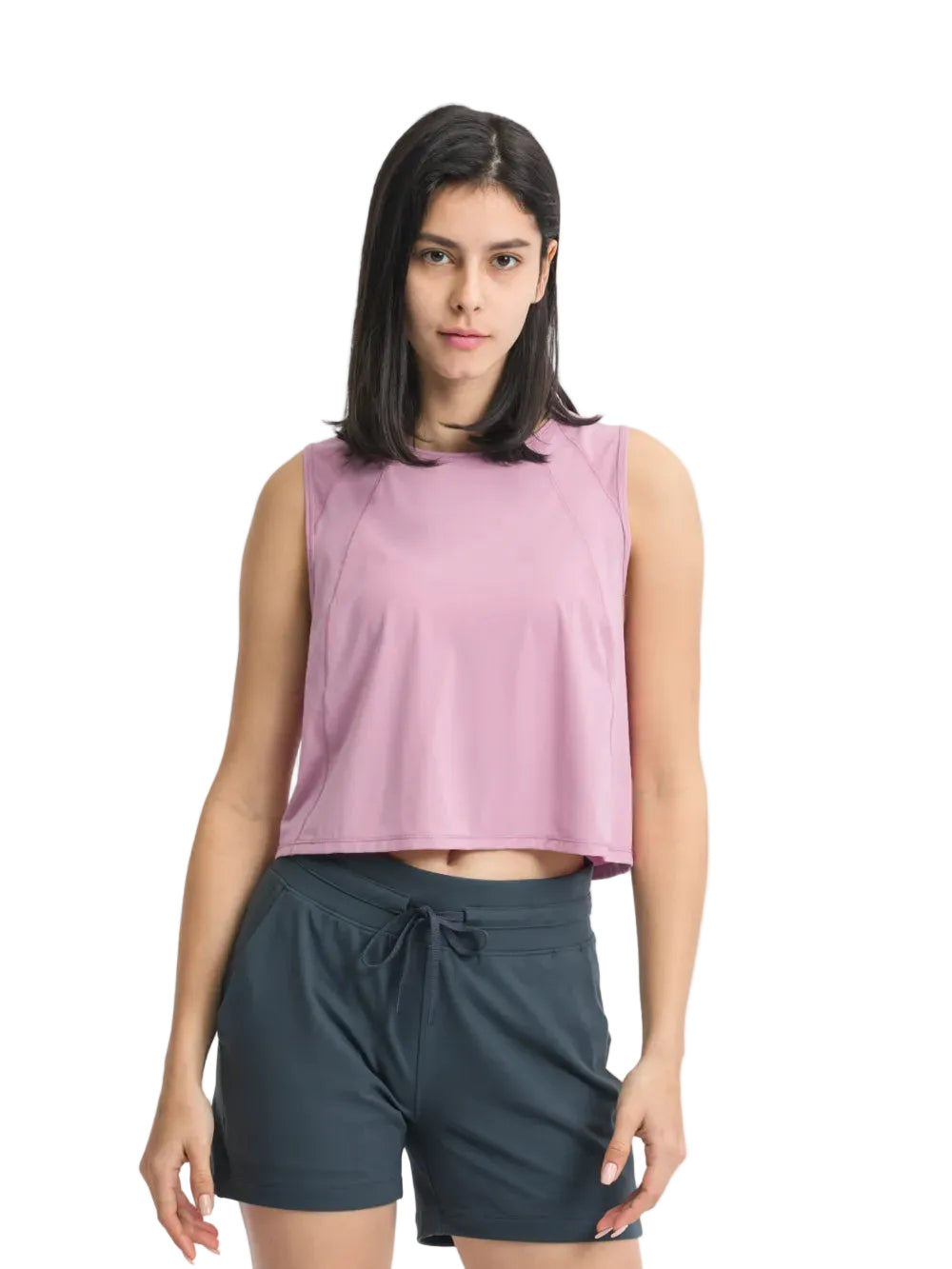 Women Round Neck Cropped Active Tank Top
