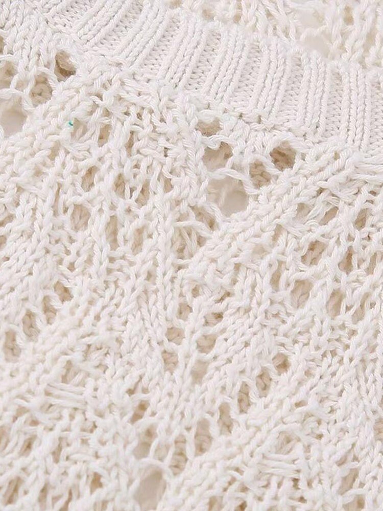 Women Sleeveless Knitted Slim Crochet Woven Dress