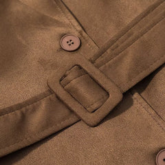 Women British Style Deer Fur Trench Coat Jacket