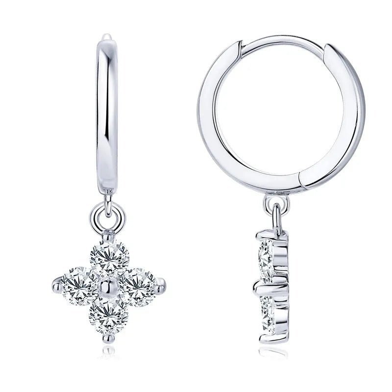 Accessories Women 925 Sterling Silver Moissanite Hoop Drop Earrings