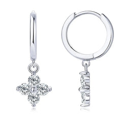 Accessories Women 925 Sterling Silver Moissanite Hoop Drop Earrings