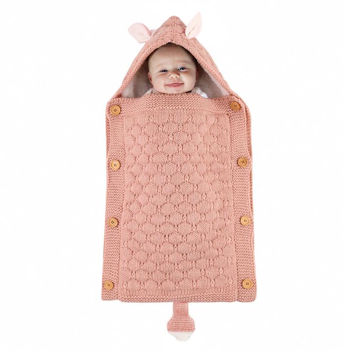 Newborn Baby Warm Knitted Stroller Toddler Knit Swaddling Blanket