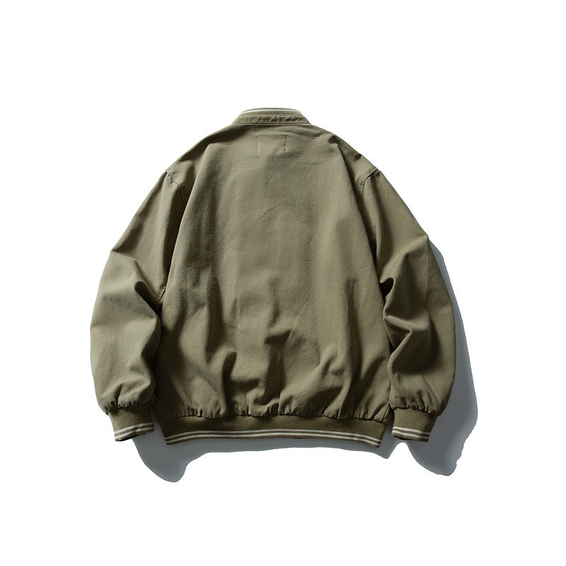 Men Casual Zip Loose Varsity Jacket