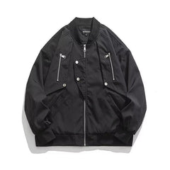 Men High Street Multi Zipper Niche Loose Bomber Jacket